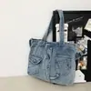 Bolso de Hombro de Mezclilla Lavada Retro para Mujer Bolso Tote de Gran Capacidad 2025 Bolso Transfronterizo de Comercio Exterior para Mujer Bolso Personalizado de Moda
