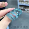 Anel de Jade Azul Água Tipo Gelo Grau A Natural, Aro Liso Estilo Barra Quadrada, Anéis de Casal Unissex, Anel de Cauda de Jade