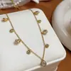 Collar Clavícula de Borla Gota de Agua con Pedrería Fantasía para Mujer Nicho Europeo y Americano Lujo Accesible Acero Inoxidable Chapado 18K Acero de Titanio Antidesvanecimiento
