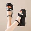 Sandalias de Boca Baja y Tacón Alto, Suelas Suaves, Estilo Coreano, Para Personas Bajas, No Cansan, Zapatos de Mujer Estilo Británico 2024 Celebridad de Internet, Elegantes