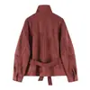 Z Estilo Europeu e Americano 2026 Nova Moda Elegante Feminino Gola Alta Camurça com Cinto Jaqueta Casaco 6318243