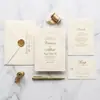 Set de invitaciones de boda en lujoso papel hecho a mano color verde bosque, con papel de algodón de borde deshilachado, adecuado para fiestas de compromiso