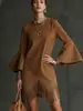 2026 Amazon Sitio Independiente Más Vendido Vestido de Moda Holgado Retro Transfronterizo con Borlas y Mangas de Campana para Mujer