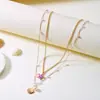 Colar Personalizado Estilo Oceano Transfronteiriço Estrela-do-Mar Pérola Concha Corrente de Clavícula Feminino Design de Nicho Colar de Empilhamento da Moda