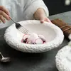 Tigela Profunda com Padrão de Pedra de Fábrica Tigela de Cerâmica para Sopa Tigela de Macarrão para Uso Doméstico Tigela para Pratos Frios com Sentido Avançado de Hotel Tigela Prato Salah