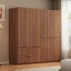 Guarda-roupa moderno minimalista para uso doméstico, armário de armazenamento para quarto, adequado para apartamentos alugados, com portas duplas, compartimentos separados, armário de armazenamento econômico para crianças