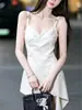 Impresionante vestido de tirantes de mezclilla estilo coreano, sexy y elegante, para mujer, vestido corto irregular adelgazante que ciñe la cintura