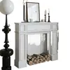 Gabinete Decorativo de Chimenea Estilo Francés Vintage, Montaje de Escena para Sala de Transmisión en Vivo, Exhibición para Sala de Estar, Gabinete Estrecho Blanco para Vestíbulo, Estante de Almacenamiento
