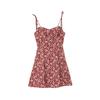 Vestido de férias estilo verão para meninas, com estampa floral, estilo fresco, com alças finas e ombro de fora