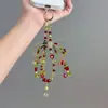 Pulseira de Miçangas Estilo Xiaohongshu com Laço de Flor Delicado, Miçangas com Franja Versáteis Personalizadas, Corrente de Celular de Alta Qualidade