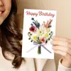Compra Directa Transfronteriza de 1 Set de Tarjeta de Felicitación de Cumpleaños con Ilustración de Ramo Creativo y Sobre, Pedido Mínimo de 10 Sets, Mensaje de Cumpleaños