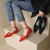 Zapatos Mary Jane de Piel de Cordero Estilo Hepburn 2022 Primavera Doble Lazo Hebilla de Una Sola Tira Zapatos Completamente de Cuero para Mujer
