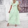 Kaikuo Ropa Femenina Transfronteriza Europea y Americana Amazon 2024 Primavera y Verano Exportación Casual Elegante Vestido de Manga Corta con Escote Profundo
