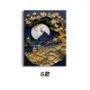 Amazon Pavilhão de Paisagem Chinesa Pintura Decorativa Noite de Lua Dourada Arte Estéreo Sala de Estar Sofá Entrada Quarto Pintura de Parede