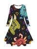 Vestido Saia Infantil com Estampa Digital 3D de Desenho Animado Fofo e Adorável com Design de Grafite, Europeu e Americano, Primavera e Outono, Transfronteiriço