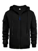 Suéter Hoodie Masculino Outono e Inverno Transfronteiriço com Zíper, Bolso na Manga, Cardigan, Jaqueta Casual Esportiva Masculina Plus Size