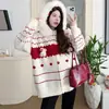 Ropa de Maternidad 2025 Otoño/Invierno Nueva Colección: Abrigo Suéter Tejido con Cuello Grande de Piel + Top Básico + Pantalones de Pierna Ancha Set de Maternidad