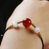 Colar de Ágata Vermelha Shake Voice Same Acacia Bean Transfer Beads Cinnabar Clavícula Corrente Rede Red Gold Line Cat's Eye Live Supply