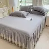 Faldón de cama acolchado de algodón puro Clase A, pieza única, estilo princesa 100% algodón, ocultando el dobladillo inferior, protector de colchón, cubierta de cama con borde, nuevo modelo 2024