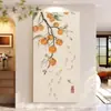 Pintura a Óleo Original Pintada à Mão Estilo Madeira Natural Cremoso Caqui Ruyi Pintura Decorativa para Hall de Entrada Pinceladas de Mestre Pintura de Peixe Koi Pendurado na Parede