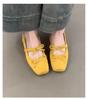Zapatos de Ballet Cuadrados con Lazo para Mujer 2025 Verano Nuevos Estilo Francés Suave Mary Jane Zapatos de Boca Baja Brisa Nocturna
