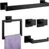 Juego de barra para toallas de tubo cuadrado transfronterizo acero inoxidable toallero de baño accesorios cuadrados para baño juego de cinco piezas para baño inodoro