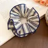 Goma para el Pelo de Tela a Rayas Florales de Doble Capa Estilo Coreano para Recogido en la Parte Trasera de la Cabeza, Goma Grande para Cabello Grueso, Accesorio para el Cabello