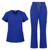 Conjunto de Uniforme Médico para Mujer - Top de Cuello en V y Pantalones de Pierna Recta, Uniforme de Trabajo Unisex, Uniforme Quirúrgico Ajustado, Pijama de Hospital, Varios Colores