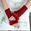 Luvas Triangulares Curtas para Outono e Inverno de Estudantes, Elásticas Estilo Coreano, Doces de Tricô Meio Dedo Estilo Japonês