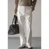 Pantalones Casuales Rectos de Pana Estilo Old Money Retro para Hombre, Temporada Primavera 2026, Forro Polar, Engrosados, Cálidos, de Pierna Ancha Relajada