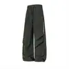 Calça Casual Esportiva Masculina Hanlu Resistente à Água, Calça Cargo Plissada Dividida para Outono com Zíperes de Contraste