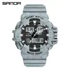 Reloj SANDA para estudiantes, doble pantalla, textura de mezclilla, reloj electrónico multifuncional, reloj electrónico deportivo impermeable transfronterizo