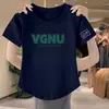 Top de mujer de manga corta imitación algodón, nuevo estilo coreano verano 2024, corte ajustado, versátil, cuello redondo, dobladillo irregular, ropa de mujer