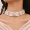 Colar Francês Elegante Pérola Elegante Colar de Luxo Leve Cruz Fronteiriça Comércio Exterior Moda Acessórios para Jantar