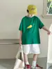 Camiseta de Verão Tongku 2026 para Meninos, Estampa de Frutas Dopamina, para Crianças Maiores, Gola Redonda, Leve, Manga Curta