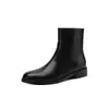Piel de becerro de primera capa suave Tacón bajo Negro Dr. Botas Martens para Mujer Estilo Nuevo Cómodas Versátiles Punta Redonda Tacón Cuadrado Cremallera Lateral Botines