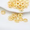 Espaciadores decorativos de estilo antiguo color dorado de larga duración para pulseras y cadenas de mano, anillos redondos martillados, accesorios para joyería DIY