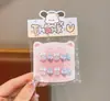 Novas Unhas Wearable de Resina 3D para Crianças, Adesivos de Unha Adesivos de Desenho Animado Fofos para Meninas, Unhas Postiças, Peças de Unha Prontas