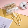 Paquete de 100 Bastoncillos de Algodón de Bambú Doble Redondo Desechables Limpiadores Desmaquillantes para Maquillaje Cuidado de la Piel Limpieza Portátil