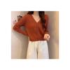 Cardigan de Tricô Manga Longa Estilo Puro Desejo para Mulheres Outono Inicial 2025 Novo Estilo Coreano Decote V Slim Curto Manga Longa