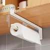 Portarrollos de Papel de Cocina de Acero Inoxidable Sin Taladro Porta Rollos de Papel Debajo del Gabinete Papel Absorbente de Aceite Colgador de Film Adhesivo Colgador de Paños de Cocina