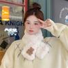 Bufanda Suave de Terciopelo Estampado Japonés de Oso Lindo para Niña Caliente Otoño e Invierno Protección del Cuello Estilo ins Versátil Bufanda para Estudiante