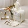 Bolsa de cosméticos de gran capacidad Taslan personalizada de fábrica, bolsa de aseo multifuncional, bolsa de almacenamiento simple para viajes para mujer