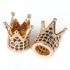 Colgante de Corona Hueca con Cuentas de Zircón Incrustadas en Cobre, Hecho a Mano, Accesorio para Pulsera DIY, Joyería de Moda