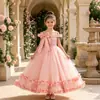 Vestido formal para niña diseño transfronterizo de hombros descubiertos falda de gasa hasta el tobillo vestido de florista para boda vestido de princesa disfraz para actuación de piano infantil