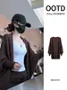 Cardigan de Tricô Marrom Café com Manga Morcego Feminino Camada Externa Outono Inverno Estilo Coreano Estilo Preguiçoso Top Lenço Casaco Suéter Solto