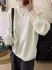 Suéter holgado de estilo suave para otoño/invierno 2025 con manga farol plisada, top de punto suave de largo medio estilo lazy