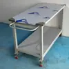 Bancada de Aço Inoxidável de Camada Dupla Plataforma Giratória de Oficina Mesa Resistente ao Desgaste Carrinho Móvel Simples com Rodas Embalagem