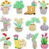 Adesivo de Tecido Bordado de Planta em Vaso Desenho Animado Bolsa de Lona Patch Decorativo de Vaso de Flores Arte Botas Patch Bordado de Computador de Planta em Vaso