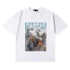 25Ss Marca Morada de Calle Marca Americana de Moda Camiseta Casual Retro Holgada de Manga Corta Estilo Igual para Pareja